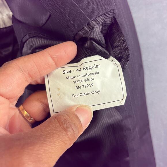 Pronto Uomo Platinum Blazer 100% Wool 44 R Suit Pin Stripe Men's 2 Button Jacket - Picture 5 of 9